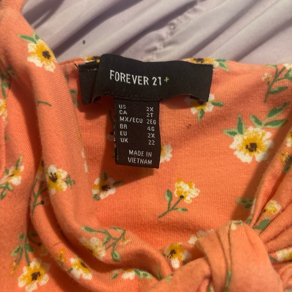 Forever 21 Orange Floral Midi Dress - Picture 3 of 3